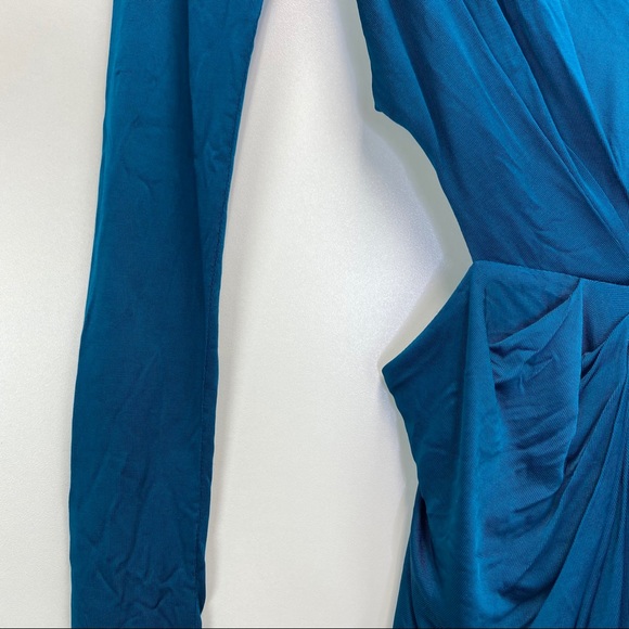 NWT Haney Sara Gown Teal Blue Twist Front Dress - Picture 12 of 16